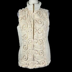 AC-TIV-OLOGY FAUX FUR SEQUIN DETAILED FRONT WITH RIBBED BACK‎ WOMEN'S VEST